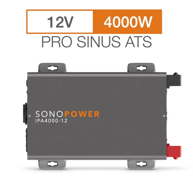 Sonopower strøminverter 4000W 12V->230V, ren sinus, med ATS-funksjon 