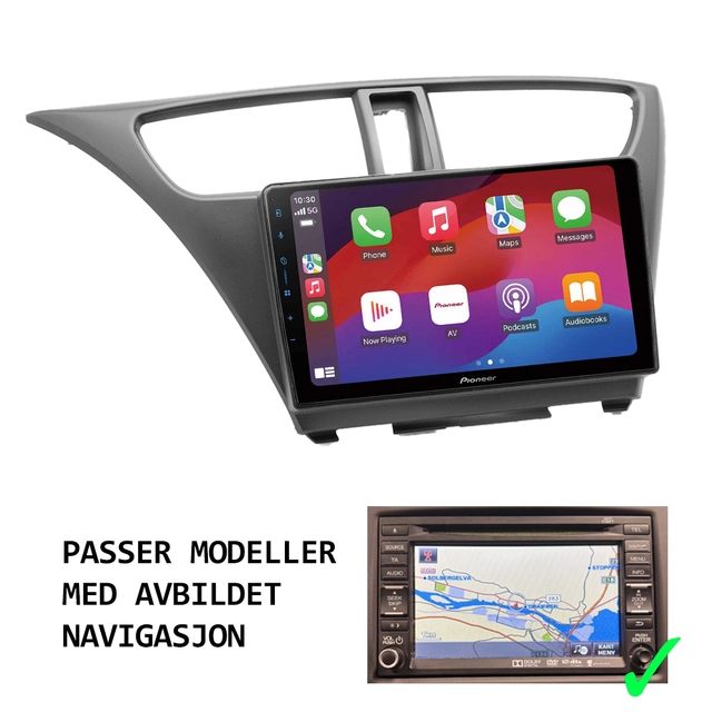 Pioneer Perfect Fit spiller til Honda Civic (2012-2016) m/2VCH navigasjon 