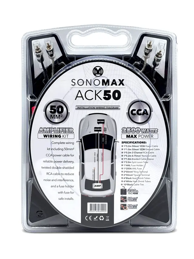 SonoMAX kabelsett 50mm2 | Kjøp hos Bilradiospesialisten