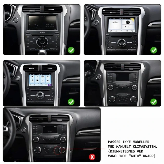 DUDU multimediaspiller med 9,5" skjerm Ford Mondeo (2015-2022) m/Auto AC 