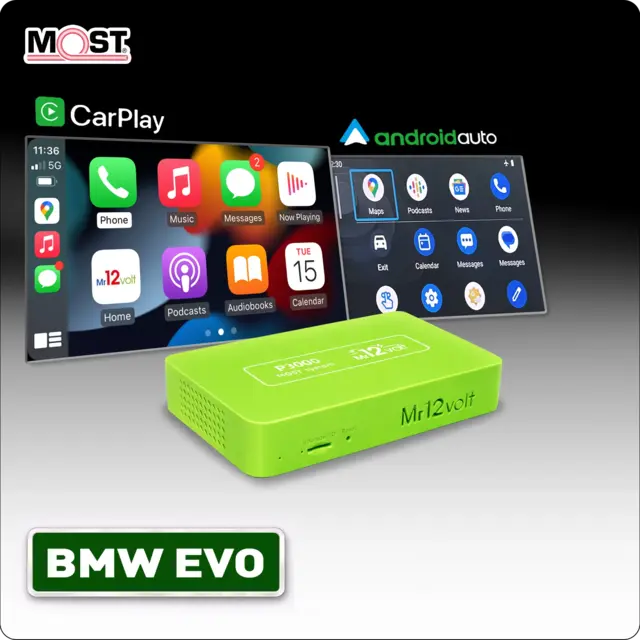 Mr12volt Trådløs CarPlay/Android Auto BMW med EVO ID5/ID6 DSP, OEM Mikrofon 