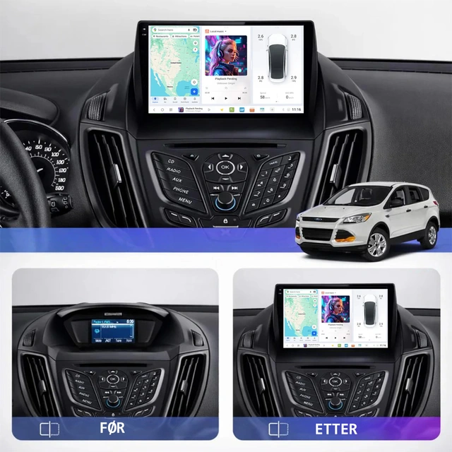 DUDU multimediaspiller med 9,5" skjerm Ford C-Max/Kuga (2011-2019)* 