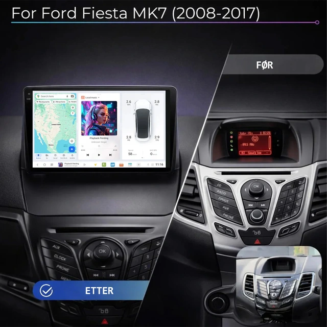 DUDU multimediaspiller med 9,5" skjerm Ford Fiesta (2009-2016)* 