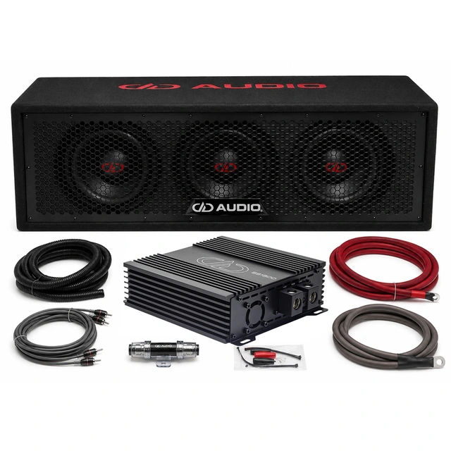 DD Audio basspakke 3x8" - 1500W 3x8" basskasse, forsterker, kabelsett 