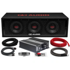 DD Audio basspakke 3x8" - 2000W 3x8" basskasse, forsterker, kabelsett