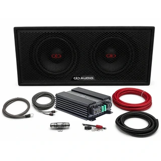 DD Audio basspakke 2x12" - 600W 2x12" basskasse, forsterker, kabelsett