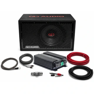 DD Audio basspakke 12" - 600W 12" basskasse, forsterker, kabelsett