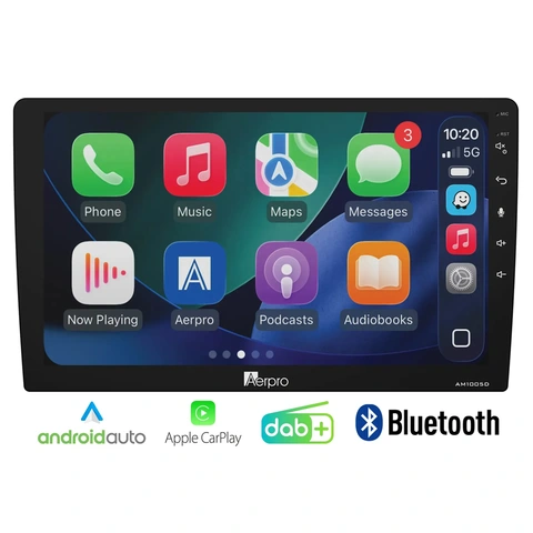 Aerpro 10,1" multimediaenhet m/DAB Trapezoid, Trådløs CarPlay &amp; Android