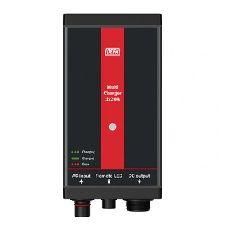 DEFA Ladepakke 1x20A, 12V 12V, 20A batterilader og kabler