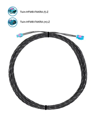 ATTB Skjøtekabel antenne - 300cm Twin HFM FAKRA (m) - Twin HFM FAKRA (f)