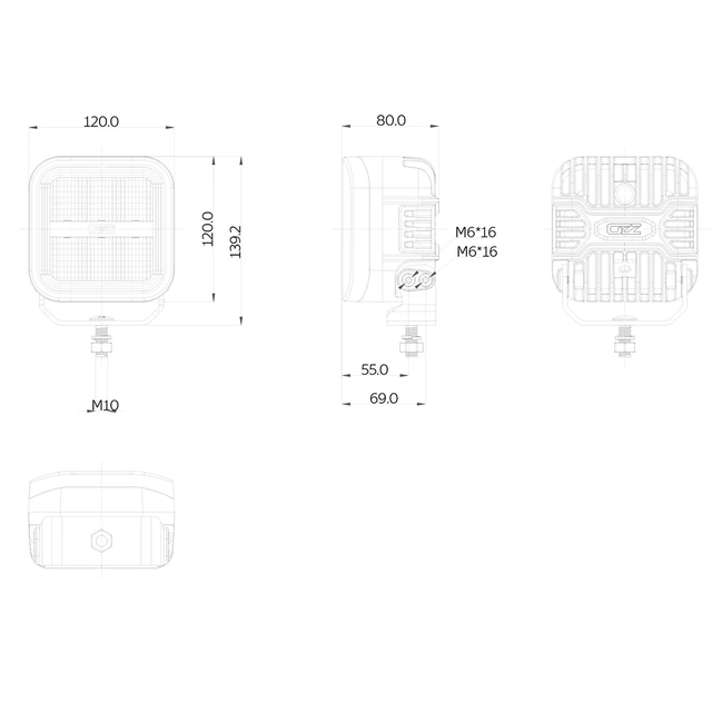 OZZ SQR 5" LED arbeidslys, Sort 5", 4500 Lumen, 78W, varsellys 