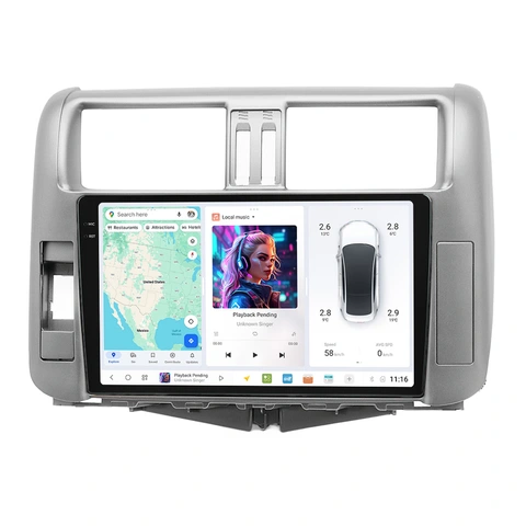 DUDU multimediaspiller med 9,5" skjerm Toyota LC150 (2010-2013) m/Navi m/JBL