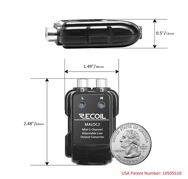 Recoil høy-lav nivå adapter 2-kanals, justerbar, 12v remote 