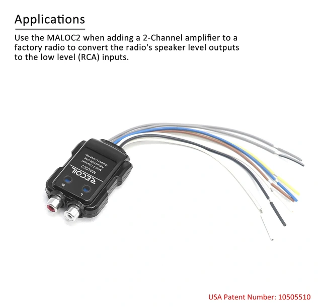 Recoil høy-lav nivå adapter 2-kanals, justerbar, 12v remote 