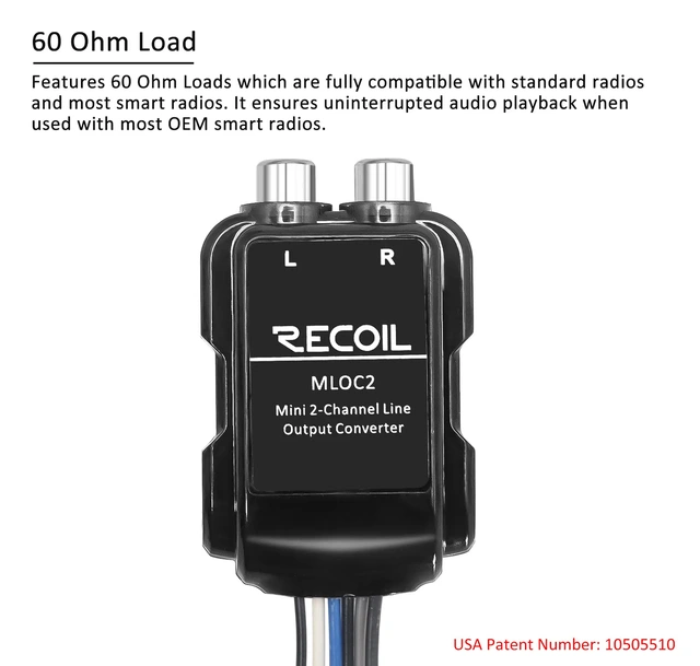 Recoil høy-lav nivå adapter 2-kanals, 12v remote 