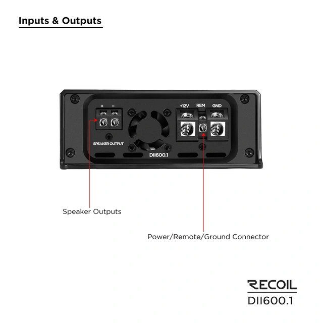 Recoil Audio DDII600.1 monoforsterker 700W RMS, 1 Ohm, Klasse-D 