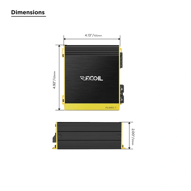 Recoil Audio RL680.1 monoforsterker 680W RMS, 1 Ohm, Klasse-D 