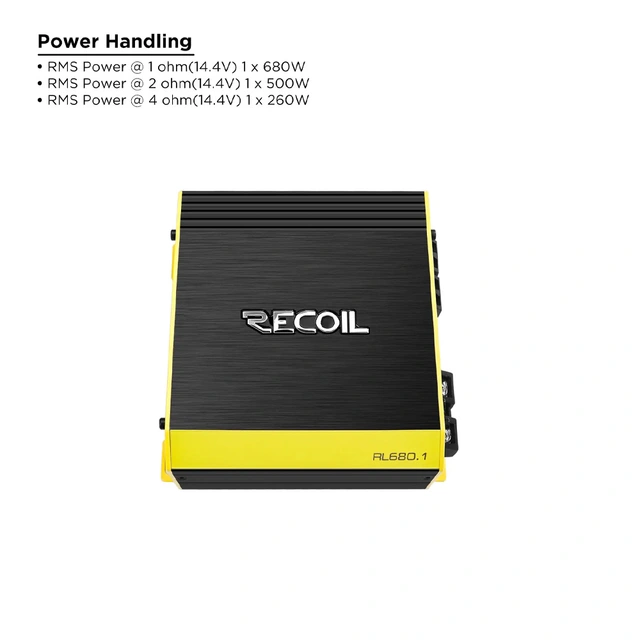 Recoil Audio RL680.1 monoforsterker 680W RMS, 1 Ohm, Klasse-D 