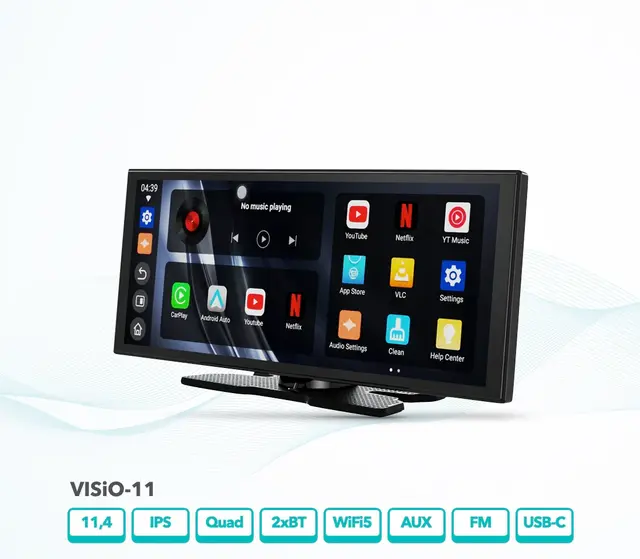 VISiO-11 11,4" Android skjerm (lukket) Trådløs Apple Carplay/Android Auto 