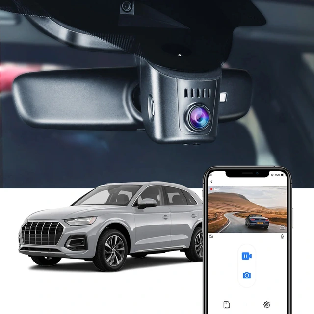 FITCAMX Integrert 4K Dashcam (foran+bak) Audi (2016 -->) Model F Sort 