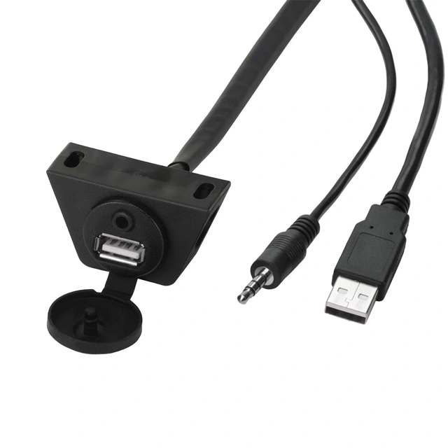 RetroSound USB/AUX skjøteledning - Sort For infelling, 1,35 meter 