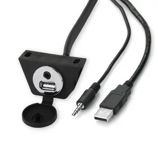 RetroSound USB/AUX skjøteledning - Krom For infelling, 1,35 meter