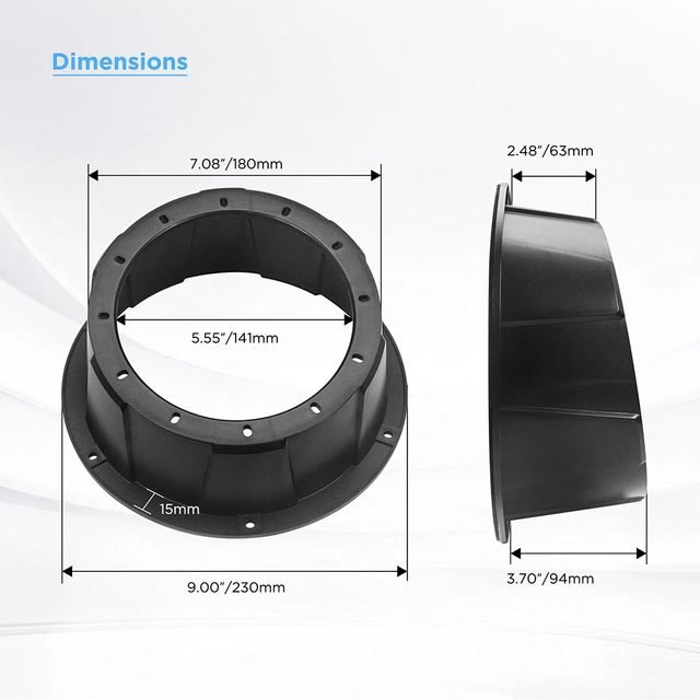 Recoil USP65-B - 6,5" Avstandsringer Sort, Plast, Pris per par 