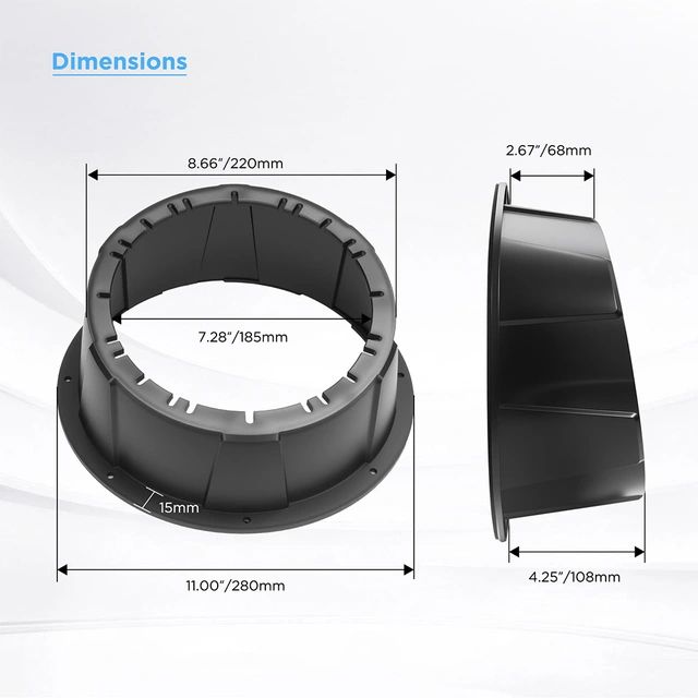 Recoil USP8-B - 8" Avstandsringer Sort, Plast, Pris per par 