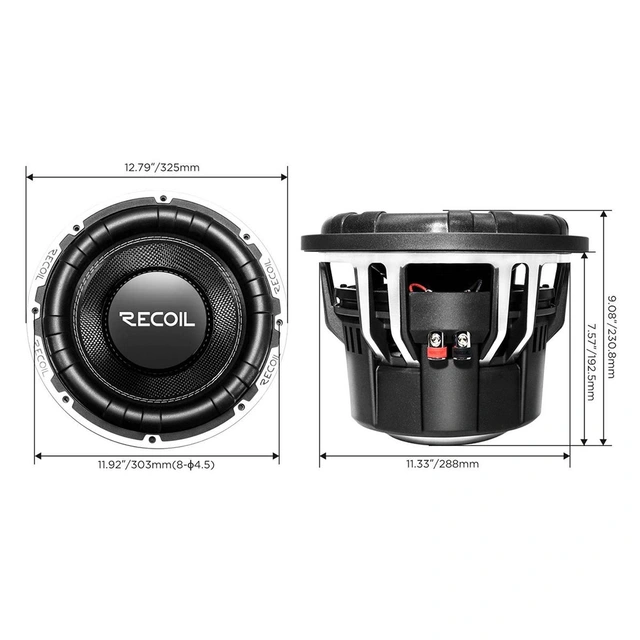 Recoil SW12D4 12" subwoofer 12", 1200W RMS, 2400W Maks, 2x4 Ohm 