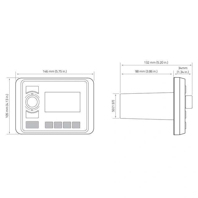 Hertz HMR20 DAB marineradio Vanntett, 4x50W, BT, 3" skjerm 
