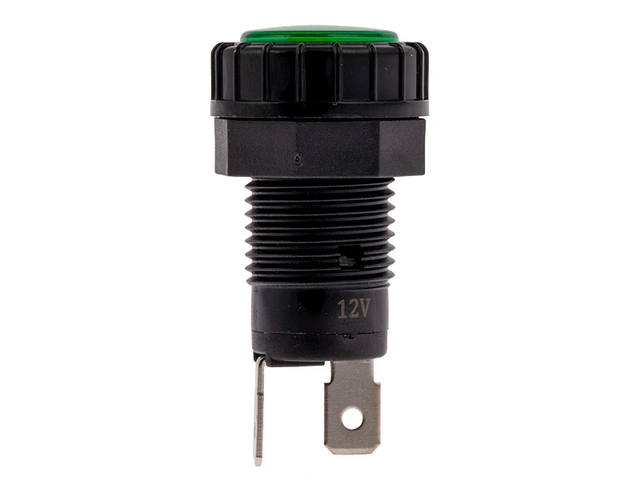 LED Indikatorlampe Grønn, 12V DC, Ø17mm 