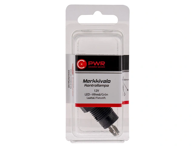 LED Indikatorlampe Grønn, 12V DC, Ø17mm 