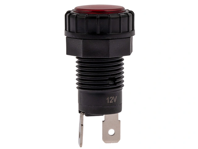 LED Indikatorlampe Rød, 12V DC, Ø17mm 