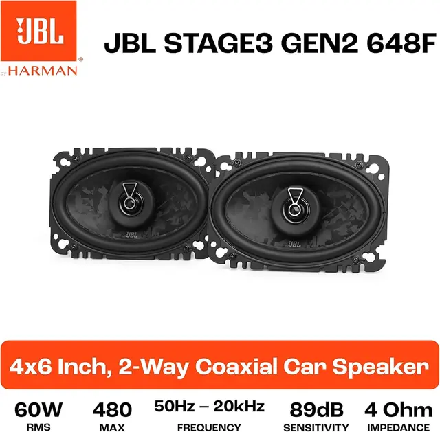 JBL Stage3 Gen2 4x6" høyttalerpar 4x6", 60W RMS, 480W Maks, 4 Ohm 