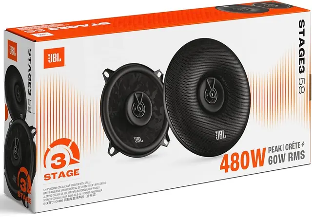 JBL Stage3 Gen2 5,25" høyttalerpar 5,25", 60W RMS, 480W Maks, 4 Ohm 