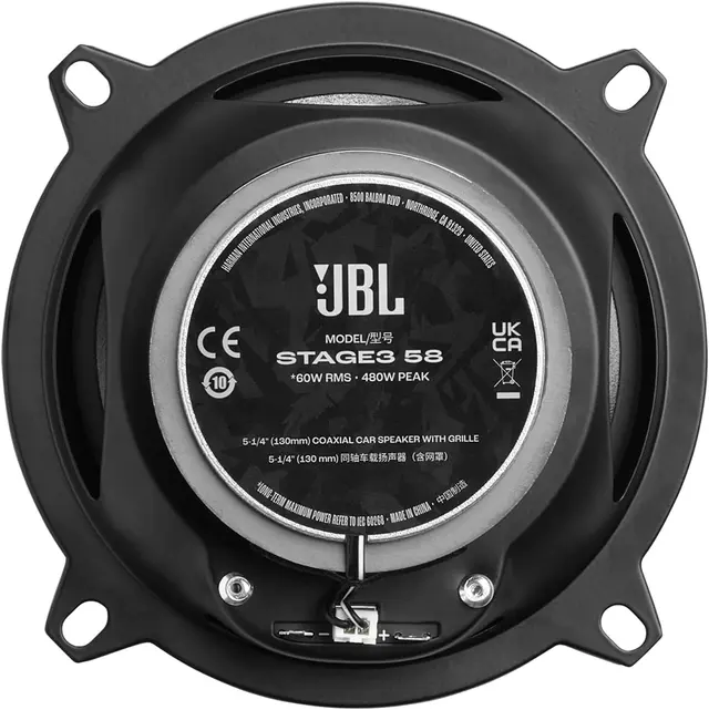 JBL Stage3 Gen2 5,25" høyttalerpar 5,25", 60W RMS, 480W Maks, 4 Ohm 