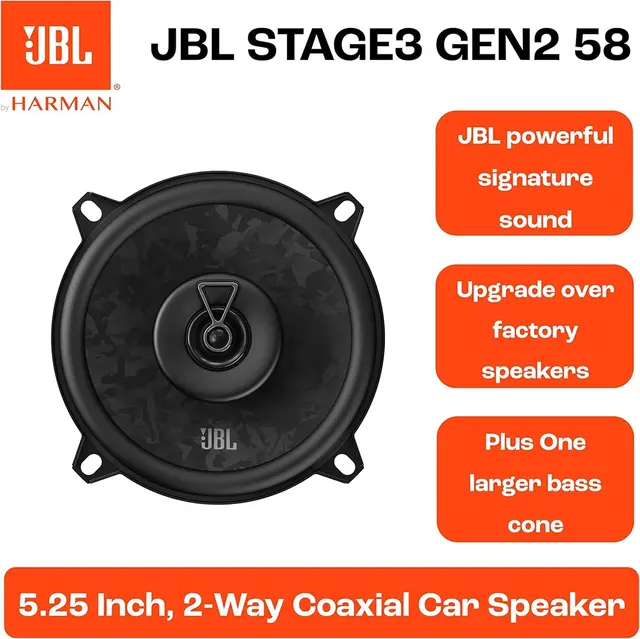 JBL Stage3 Gen2 5,25" høyttalerpar 5,25", 60W RMS, 480W Maks, 4 Ohm 