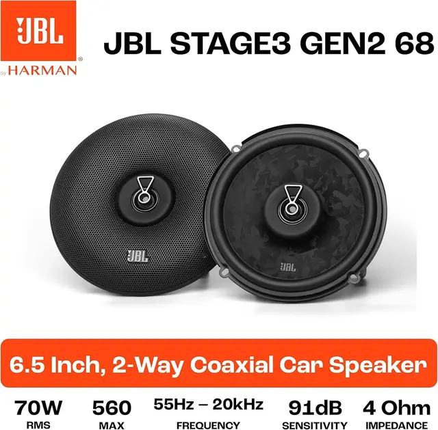 JBL Stage3 Gen2 6,5" høyttalerpar 6,5", 70W RMS, 560W Maks, 4 Ohm 