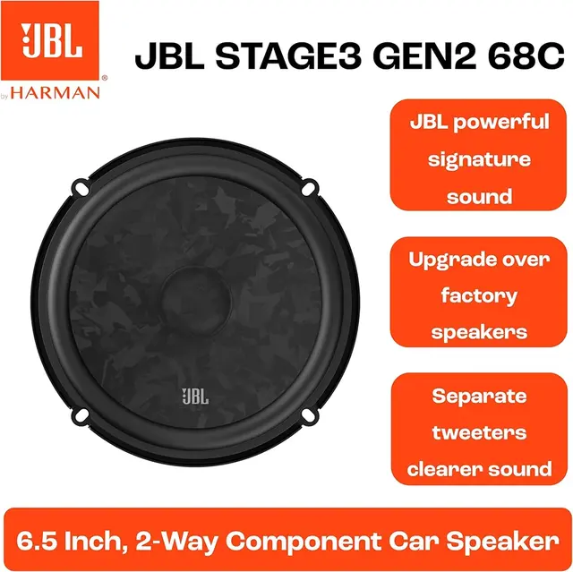 JBL Stage3 Gen2 6,5" komponentsett 6,5", 95W RMS, 760W Maks, 4 Ohm 