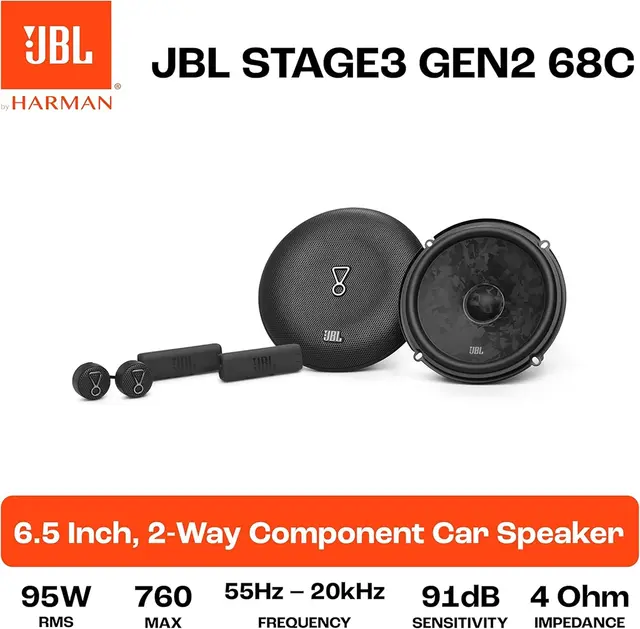 JBL Stage3 Gen2 6,5" komponentsett 6,5", 95W RMS, 760W Maks, 4 Ohm 