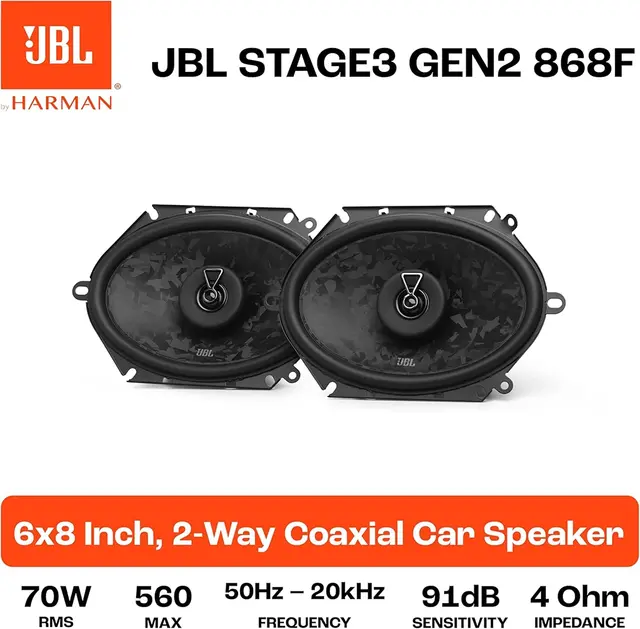 JBL Stage3 Gen2 6x8" høyttalerpar 6x8", 70W RMS, 560W Maks, 4 Ohm 