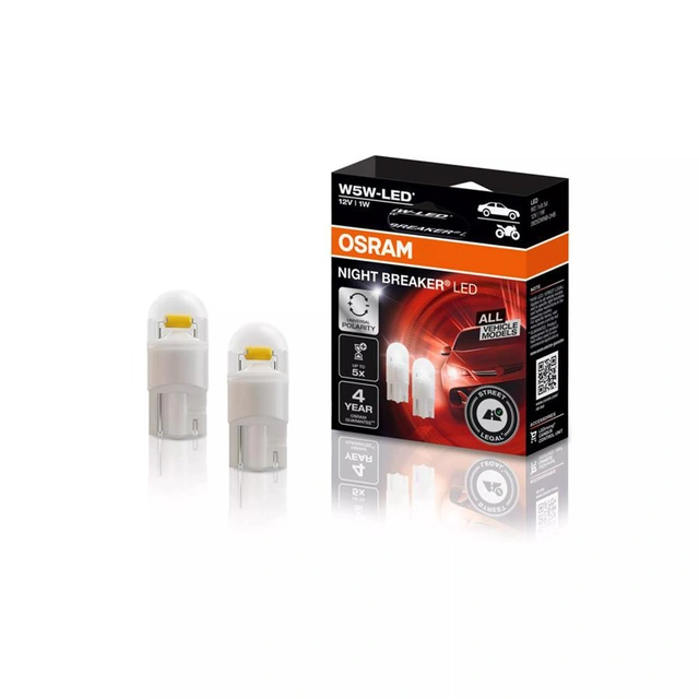 Osram Night Breaker LED W5W LED, W5W, ECE Godkjent LED pære, 2stk 