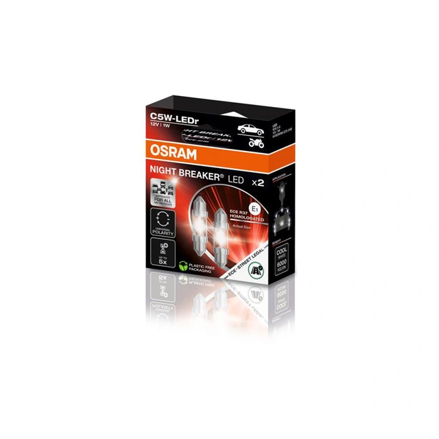 Osram Night Breaker LED C5W LED, C5W, ECE Godkjent LED pære, 2stk 