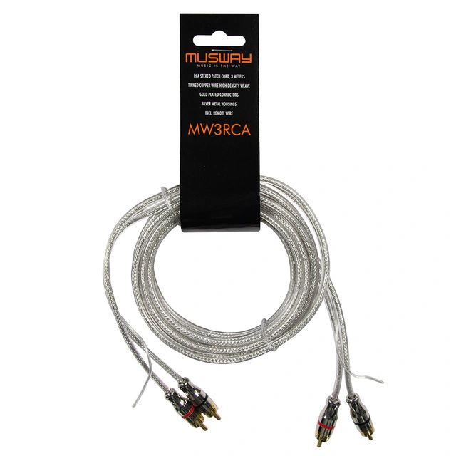 Musway RCA signalkabel, 3 meter 3 Meter. Dobbelskjermet. OFC 