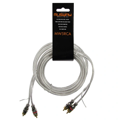 Musway RCA signalkabel, 5 meter 5 Meter. Dobbelskjermet. OFC
