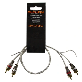 Musway RCA signalkabel, 0,5 meter 0,5 Meter. Dobbelskjermet. OFC