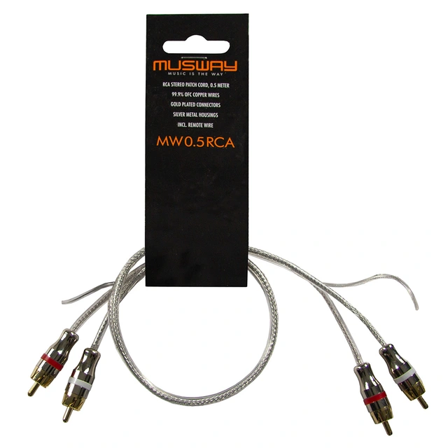 Musway RCA signalkabel, 0,5 meter 0,5 Meter. Dobbelskjermet. OFC 