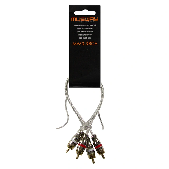 Musway RCA signalkabel, 0,3 meter 0,3 Meter. Dobbelskjermet. OFC 