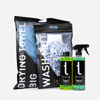 Tershine Vaskepakke – Purify &amp; Amplify Purify S, Amplift, Tørkehåndkle, Hanske