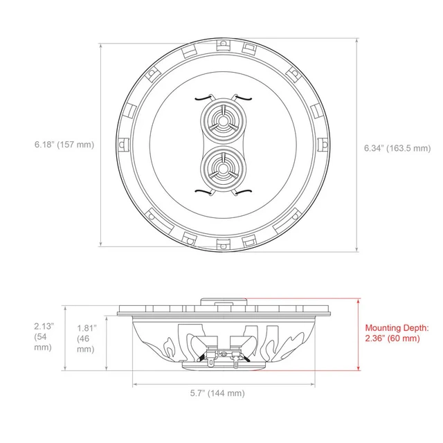RetroSound Stereo Mix høyttaler (stk) 6,5", 50-100W (4+4Ohm DVC) 